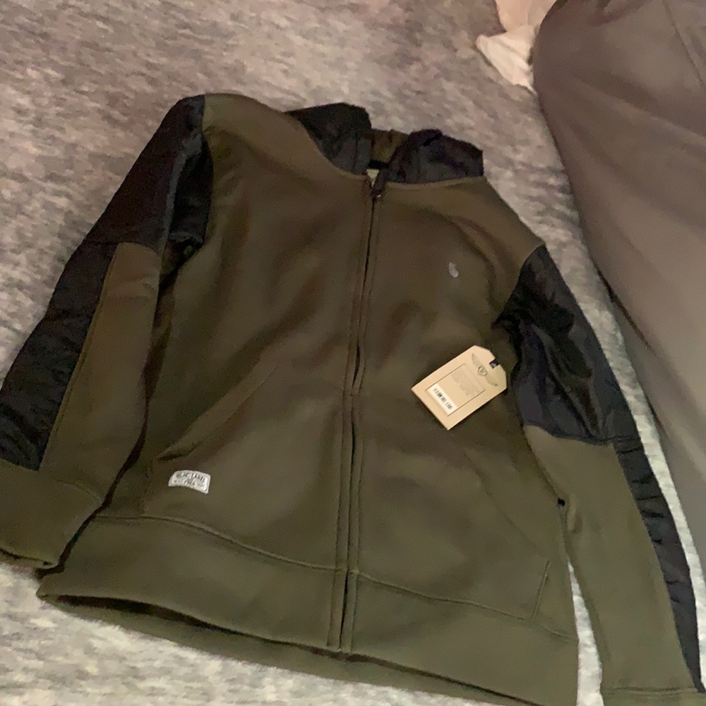 NWT Green and black zip up hoodie
